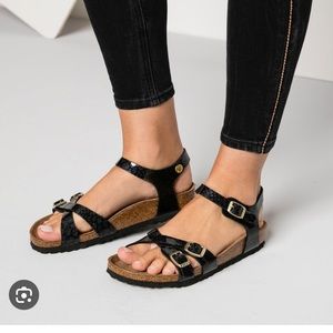 Birkenstock Kumba Sandals Size 37 Black Magic Snake